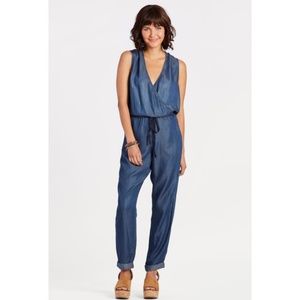 LoveStitch Chambray Jumpsuit in Dark Wash